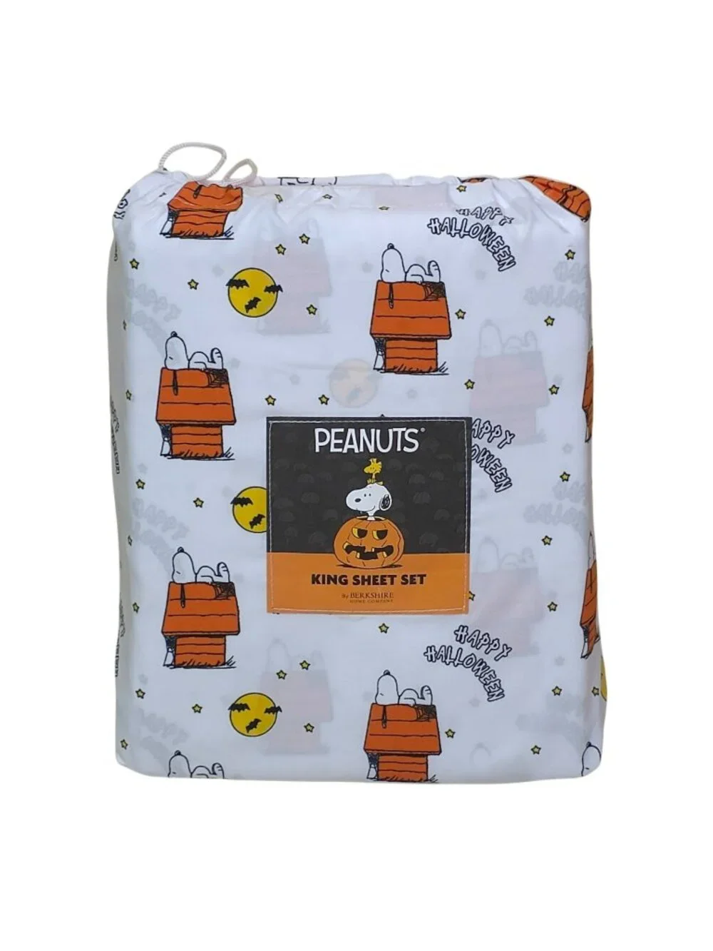 Peanuts Snoopy Halloween King Sheet Set By Berkshire Orange Doghouse Polyester